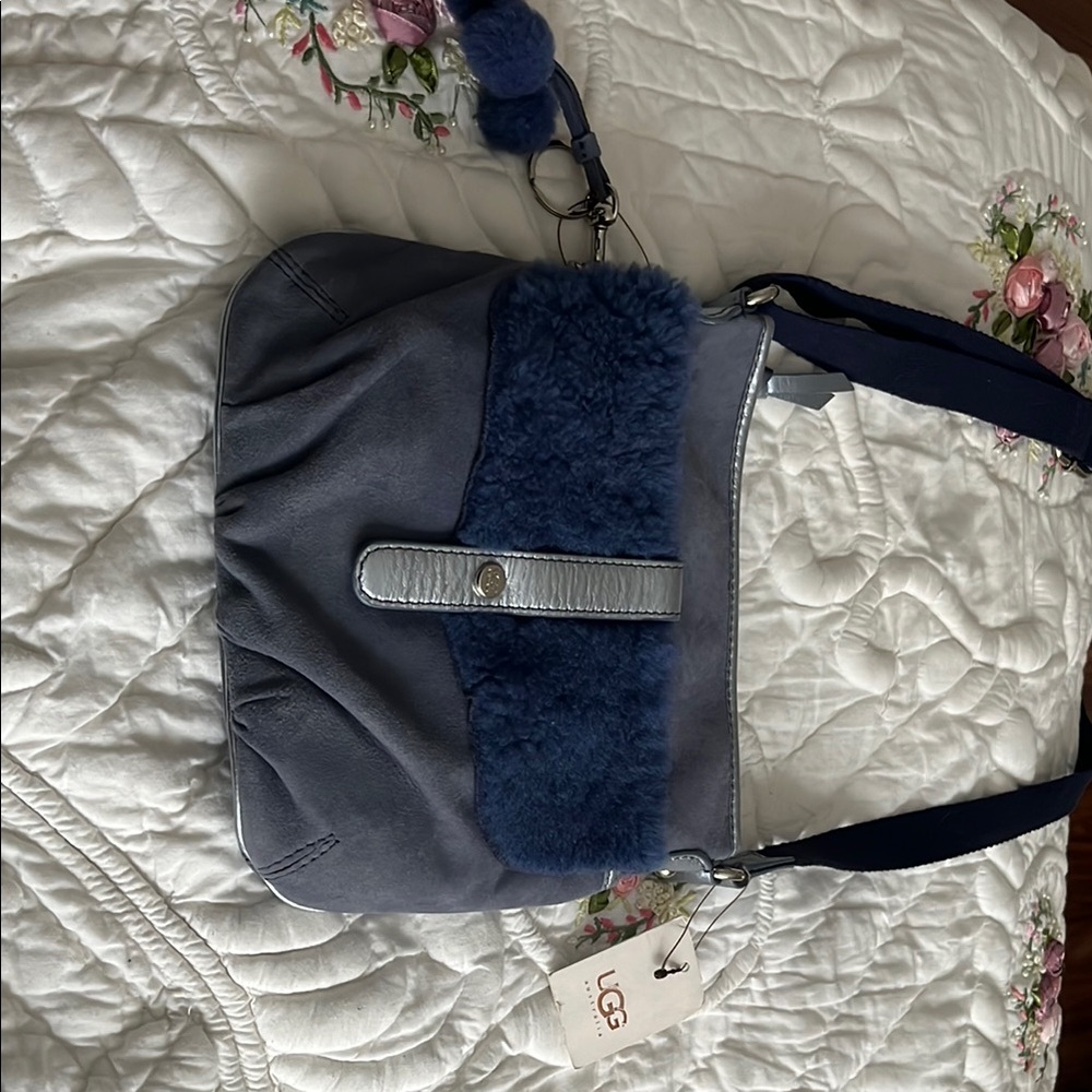 UGG Blue Shearling Shoulder Bag